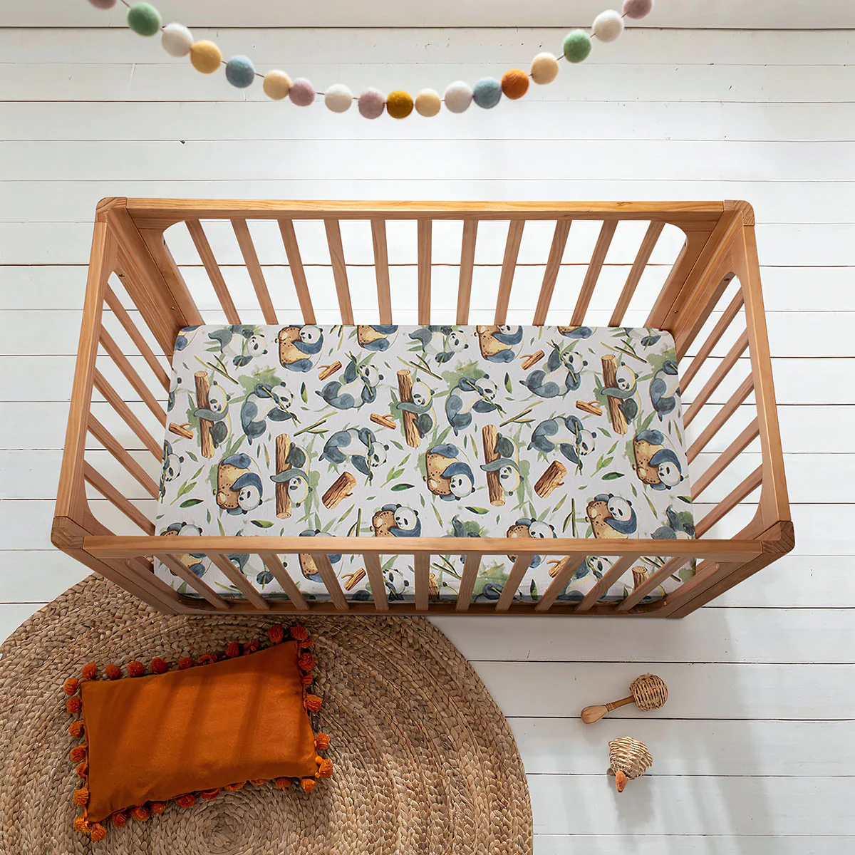 COCOON Fitted Cot Sheet – Panda Play - Image 4
