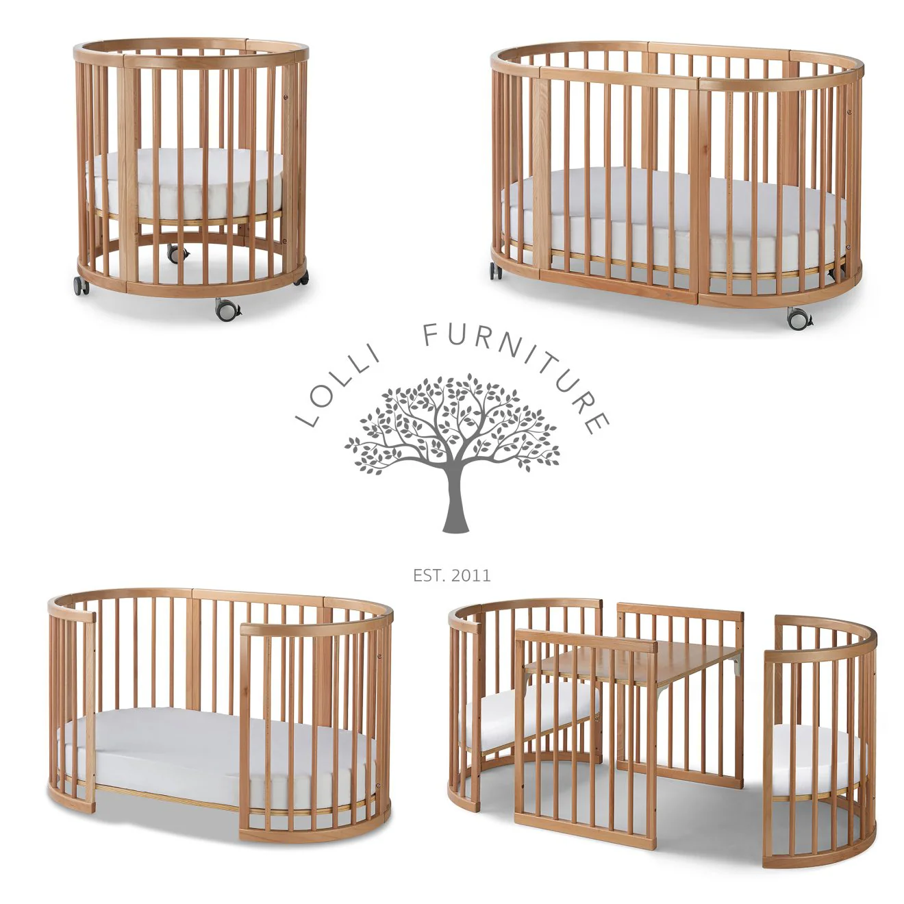 Lolli Furniture Sprout 4 in 1 Natural beech wood Including the Australian made mattress set - Image 3